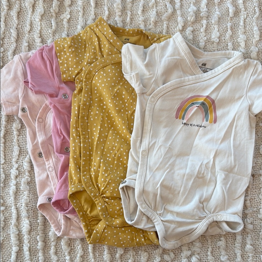 H&M Pink and Yellow Bodysuits Soft Cotton One Pieces/NEW